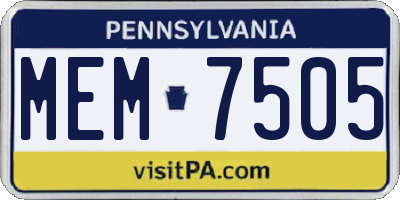 PA license plate MEM7505