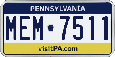 PA license plate MEM7511