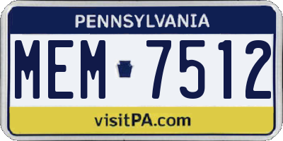 PA license plate MEM7512