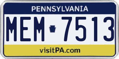 PA license plate MEM7513