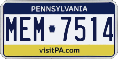 PA license plate MEM7514