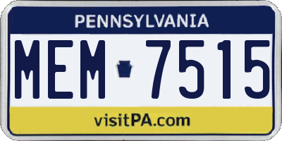 PA license plate MEM7515