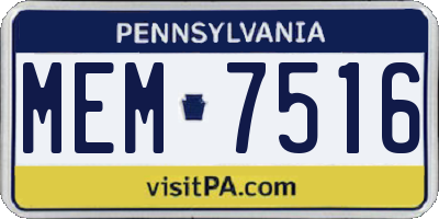 PA license plate MEM7516