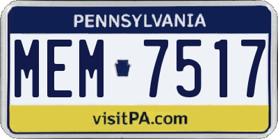 PA license plate MEM7517