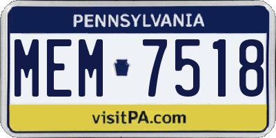 PA license plate MEM7518