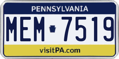 PA license plate MEM7519