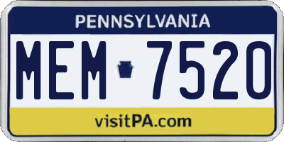 PA license plate MEM7520