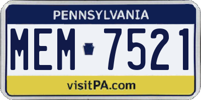 PA license plate MEM7521