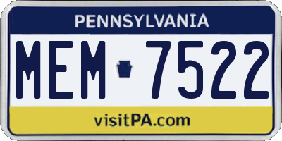 PA license plate MEM7522