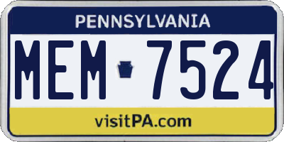 PA license plate MEM7524
