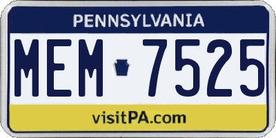 PA license plate MEM7525