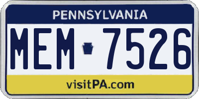 PA license plate MEM7526