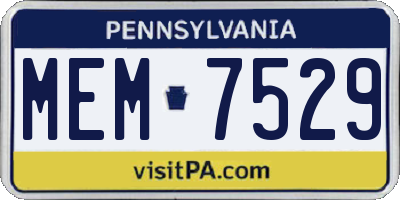 PA license plate MEM7529