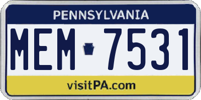 PA license plate MEM7531