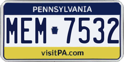 PA license plate MEM7532