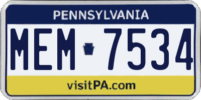 PA license plate MEM7534