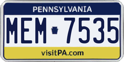 PA license plate MEM7535