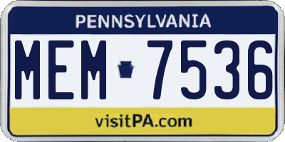 PA license plate MEM7536