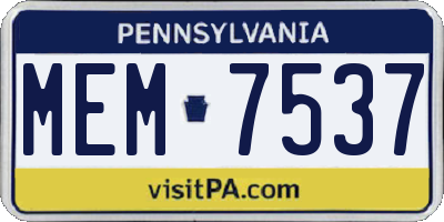 PA license plate MEM7537