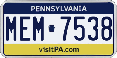 PA license plate MEM7538