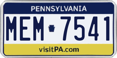 PA license plate MEM7541