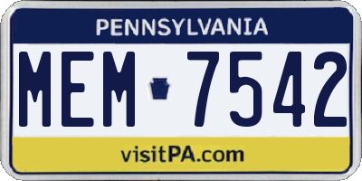PA license plate MEM7542