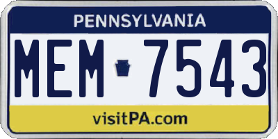 PA license plate MEM7543