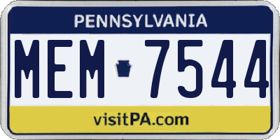 PA license plate MEM7544