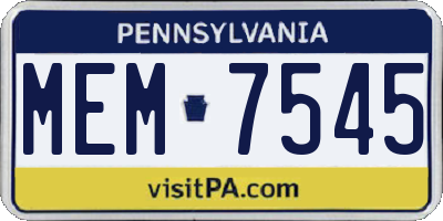 PA license plate MEM7545