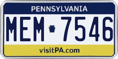 PA license plate MEM7546