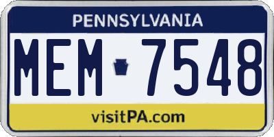 PA license plate MEM7548