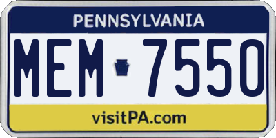 PA license plate MEM7550