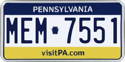 PA license plate MEM7551
