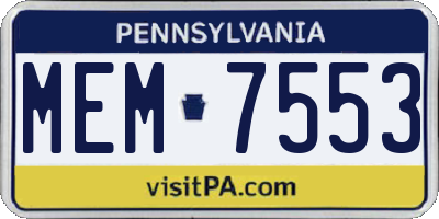 PA license plate MEM7553