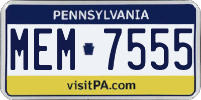 PA license plate MEM7555