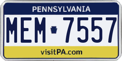 PA license plate MEM7557