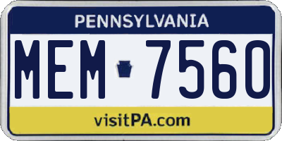 PA license plate MEM7560