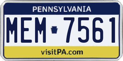 PA license plate MEM7561