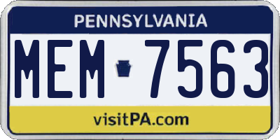 PA license plate MEM7563