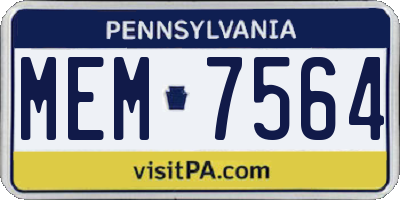 PA license plate MEM7564