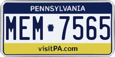 PA license plate MEM7565