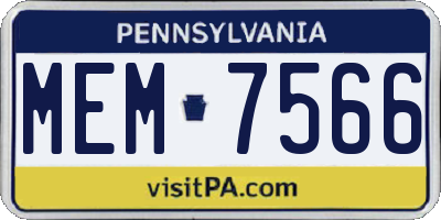 PA license plate MEM7566
