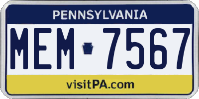 PA license plate MEM7567