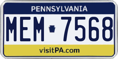 PA license plate MEM7568