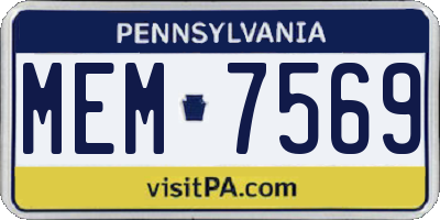 PA license plate MEM7569