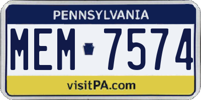 PA license plate MEM7574