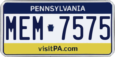 PA license plate MEM7575