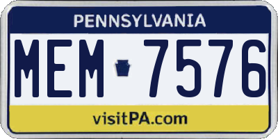 PA license plate MEM7576