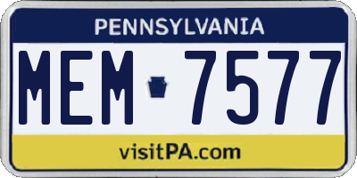PA license plate MEM7577