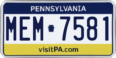 PA license plate MEM7581
